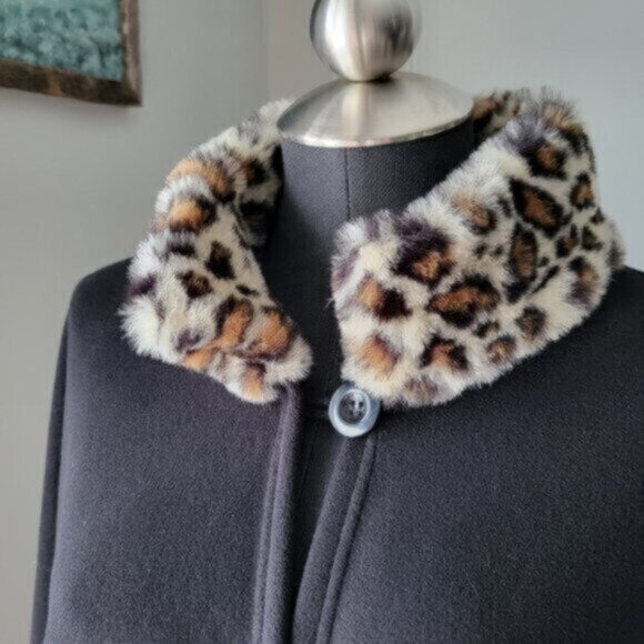 Cejon Fleece Faux Fur Poncho Cape Sz S/M - Picture 3 of 10